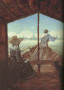 Carl Gustav Carus Boat Ride on the Elbe,near Dresden (mk10) oil painting on canvas